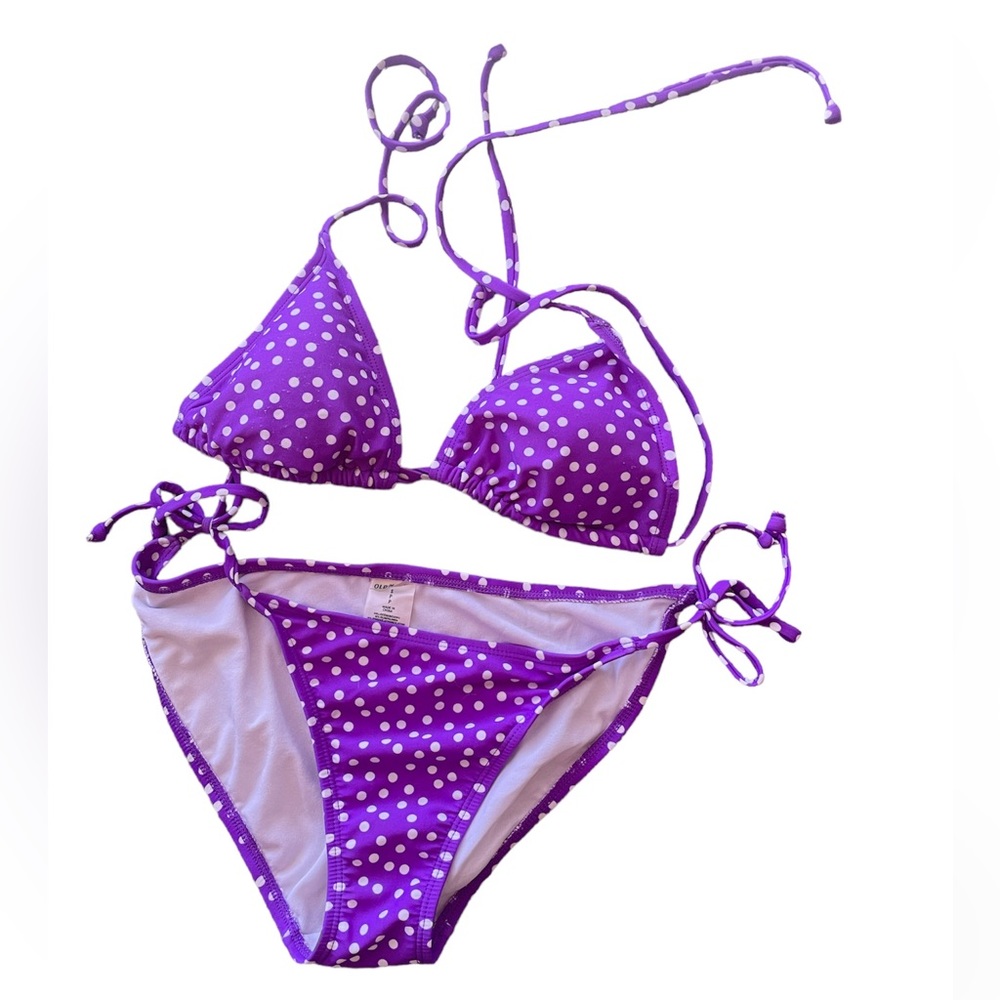 BOGO Old Navy size small purple polka dot string bikini